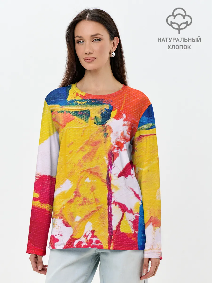 Лонгслив женский. Хлопок / Красочное счастье