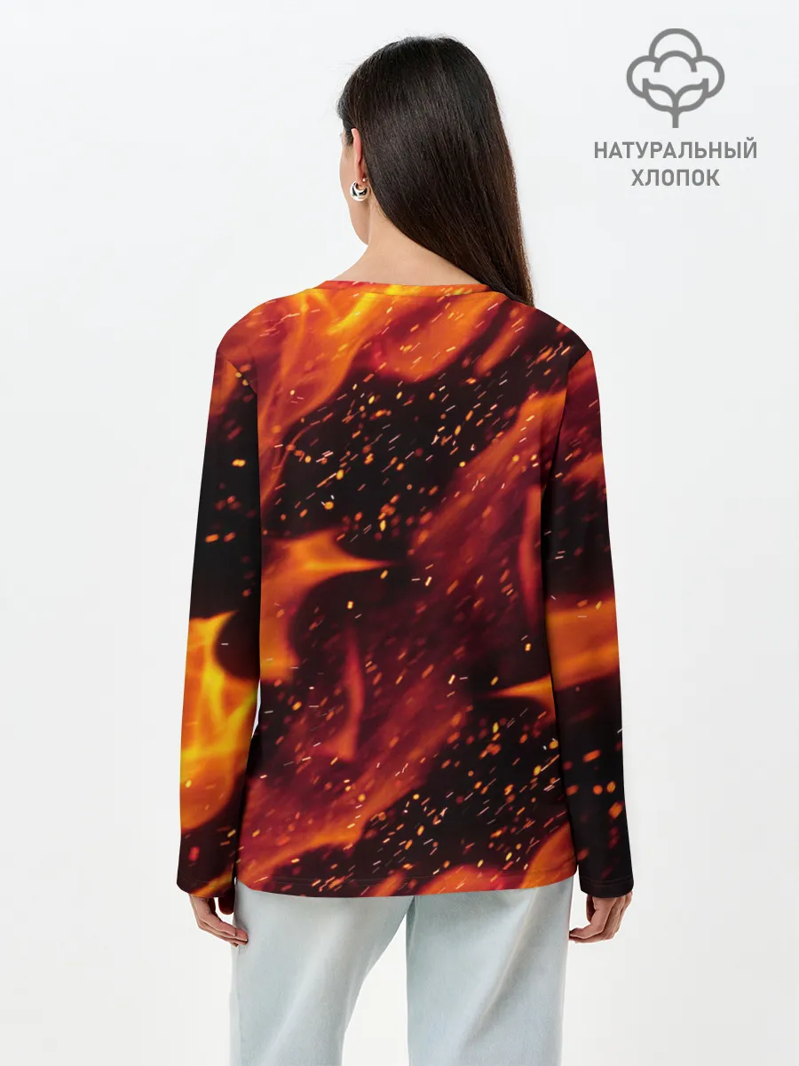 Лонгслив женский. Хлопок / БИТКОИН ОГОНЬ