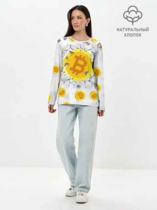 Лонгслив женский. Хлопок / БИТКОИН | BITCOIN