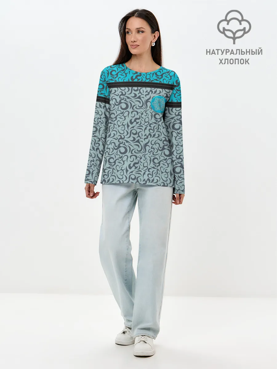 Лонгслив женский. Хлопок / Снежный вихрь