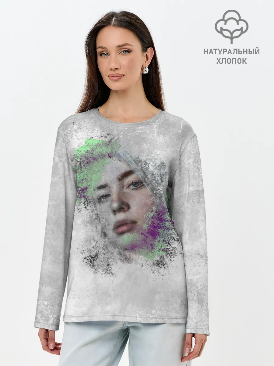 Лонгслив женский. Хлопок / Билли Айлиш красочная