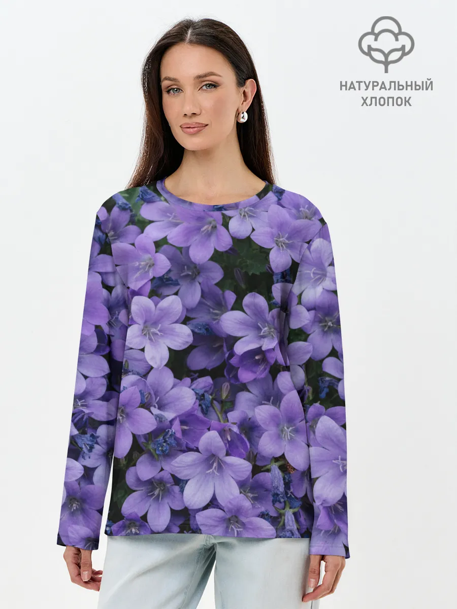 Лонгслив женский. Хлопок / Фиолетовый цвет весны