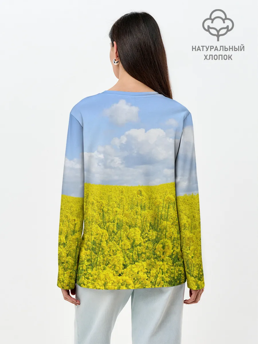 Лонгслив женский. Хлопок / Желтый цвет весны