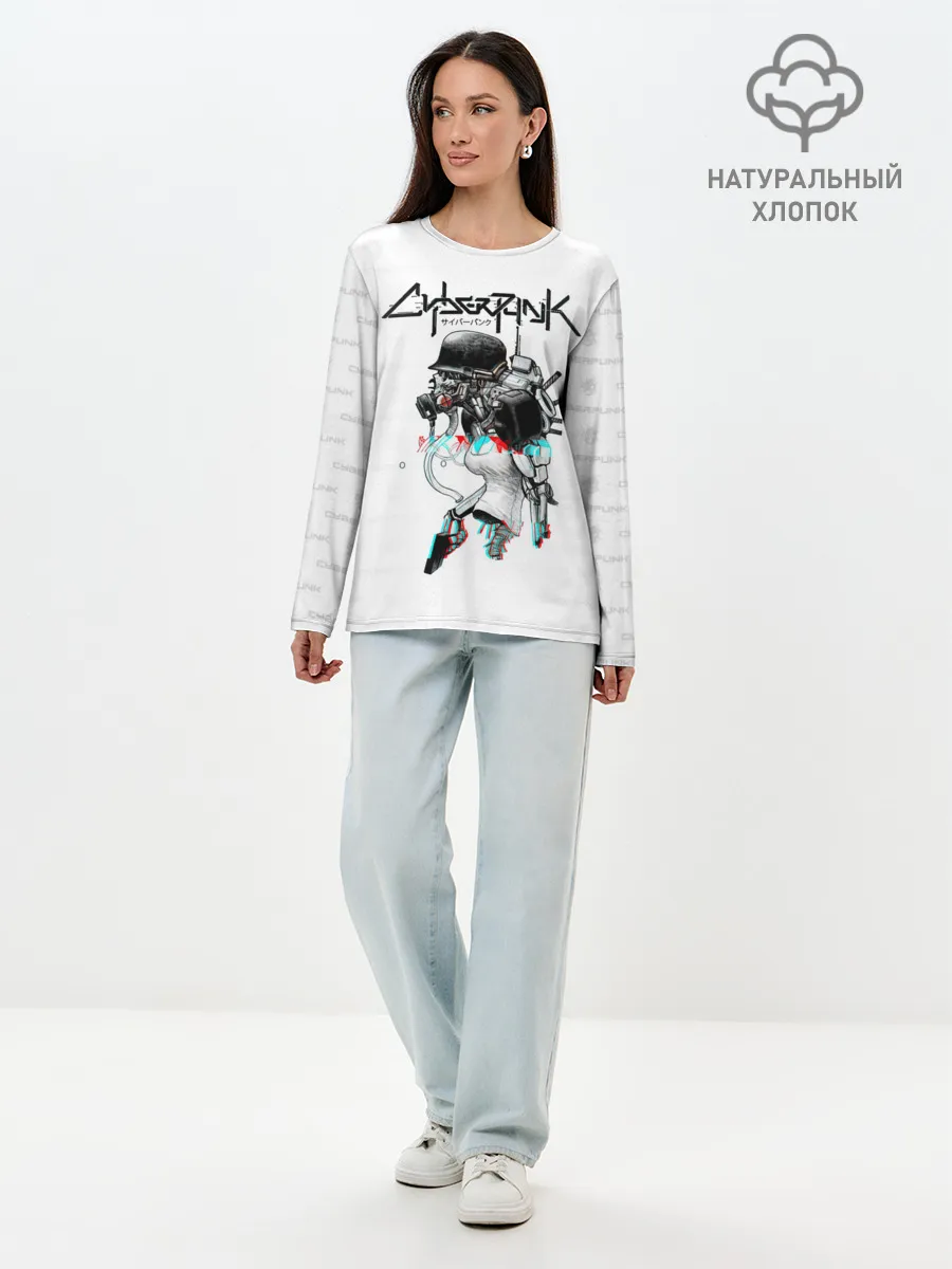 Лонгслив женский. Хлопок / Cyberpunk 2077 КиберСкелет