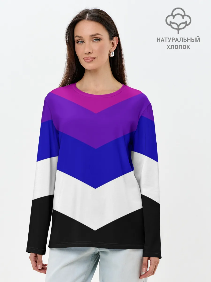 Лонгслив женский. Хлопок / Полосы