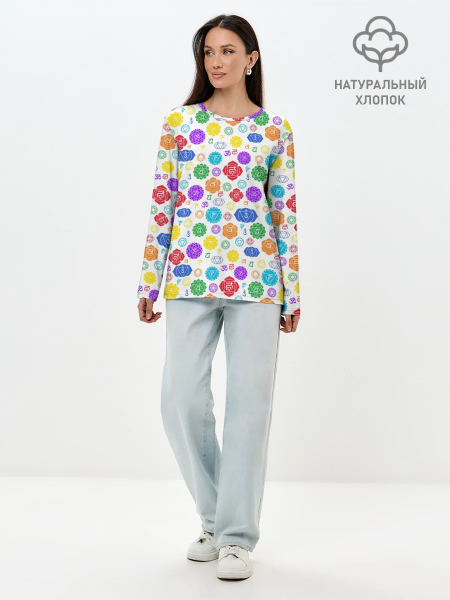 Лонгслив женский. Хлопок / Чакры