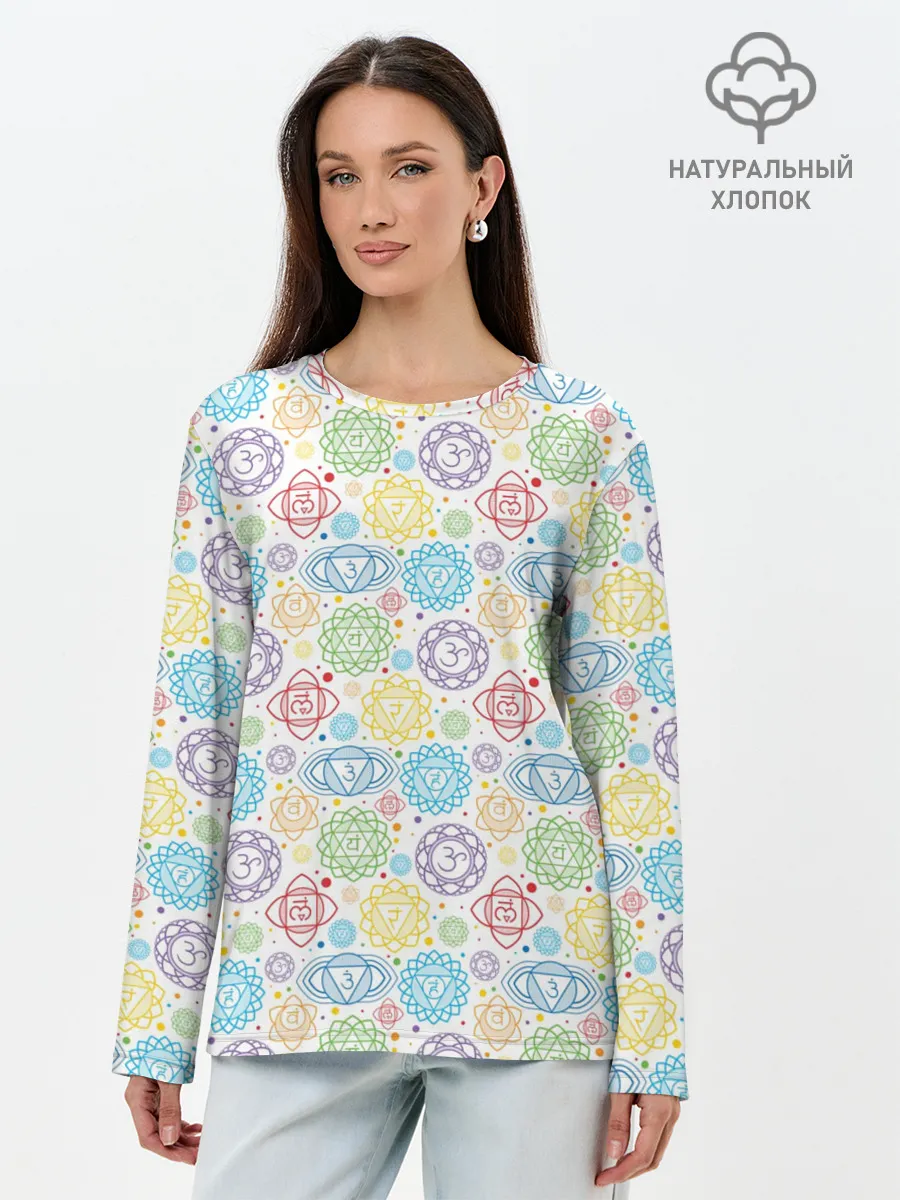 Лонгслив женский. Хлопок / Чакры