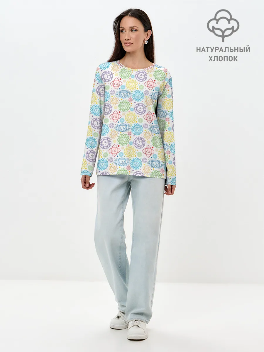 Лонгслив женский. Хлопок / Чакры