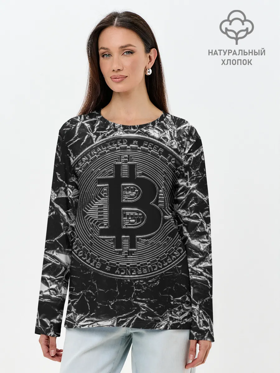 Лонгслив женский. Хлопок / БИТКОИН | BITCOIN