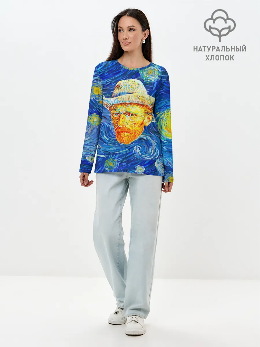 Лонгслив женский. Хлопок / Ван Гог