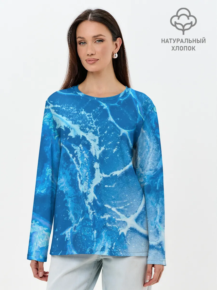 Лонгслив женский. Хлопок / Ледяной