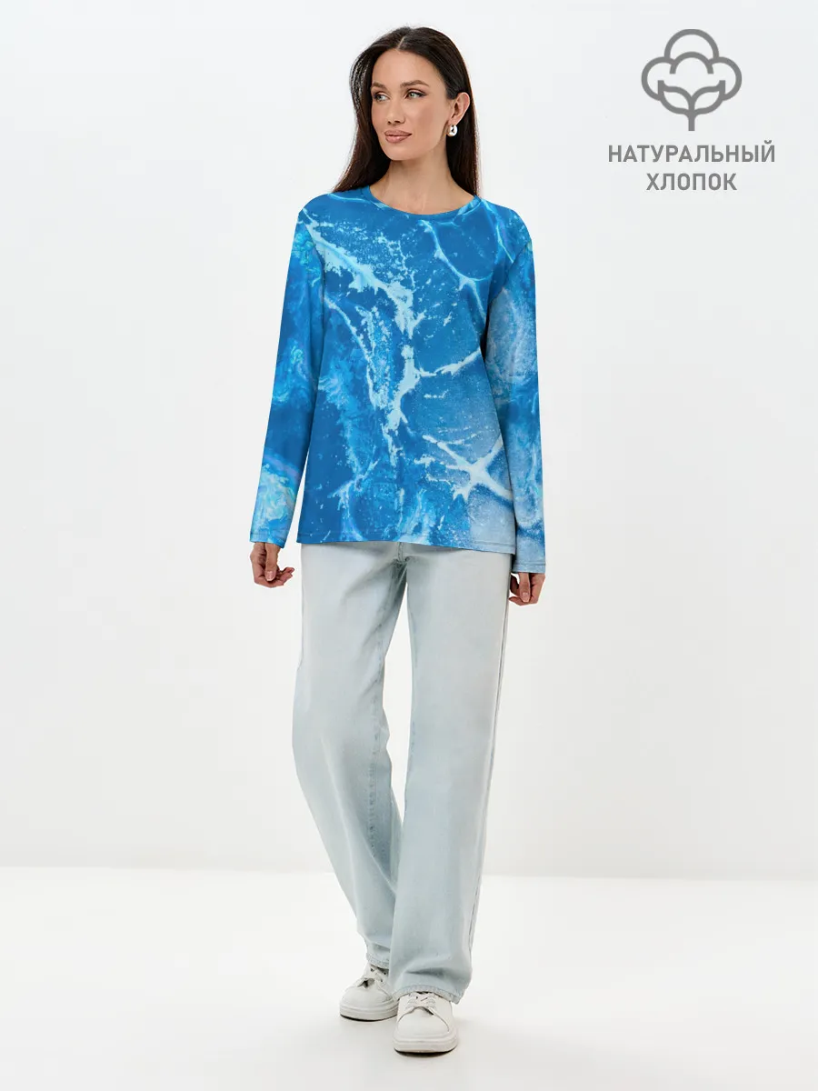 Лонгслив женский. Хлопок / Ледяной