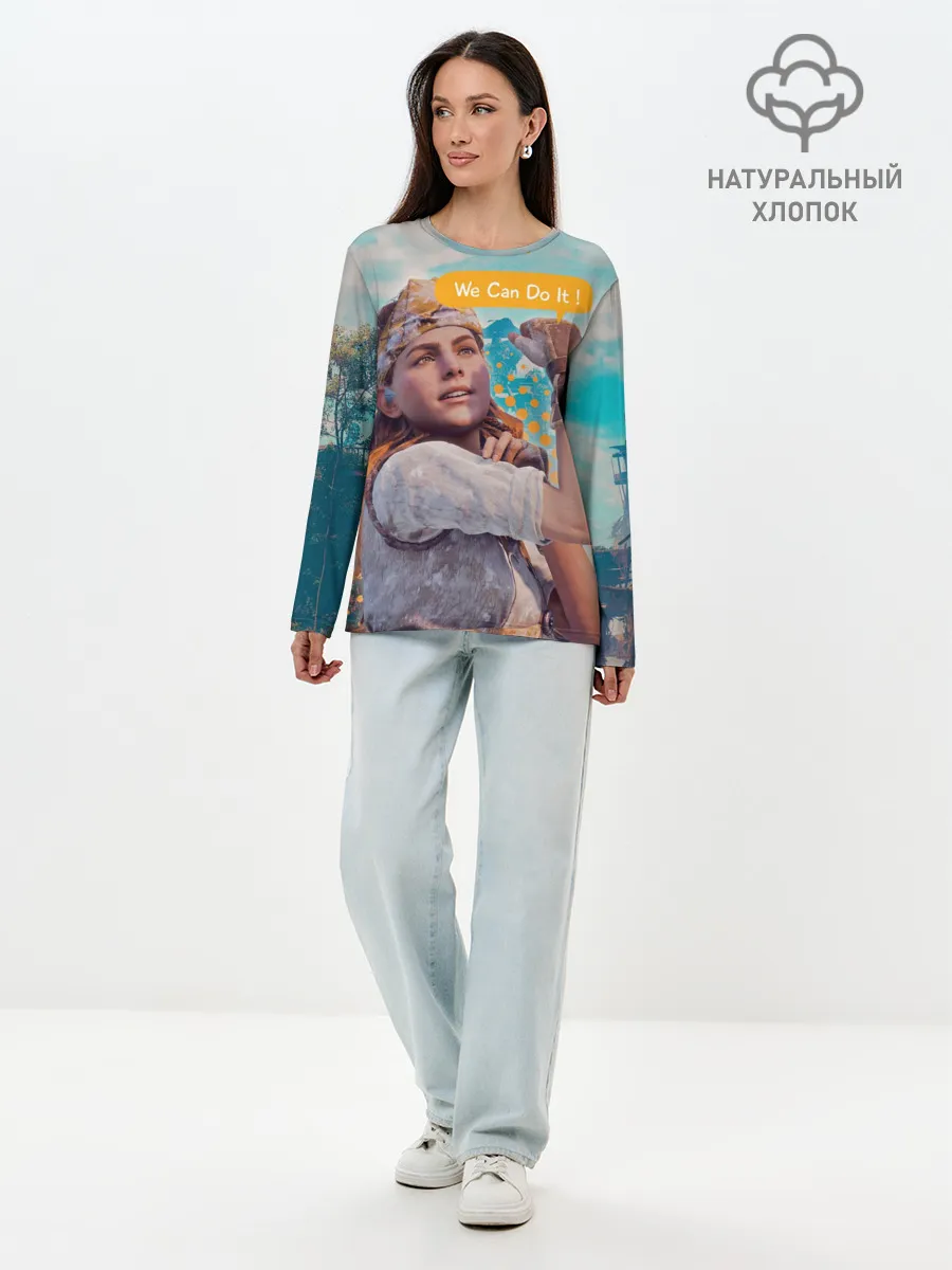 Лонгслив женский. Хлопок / HZD | We Can Do It!