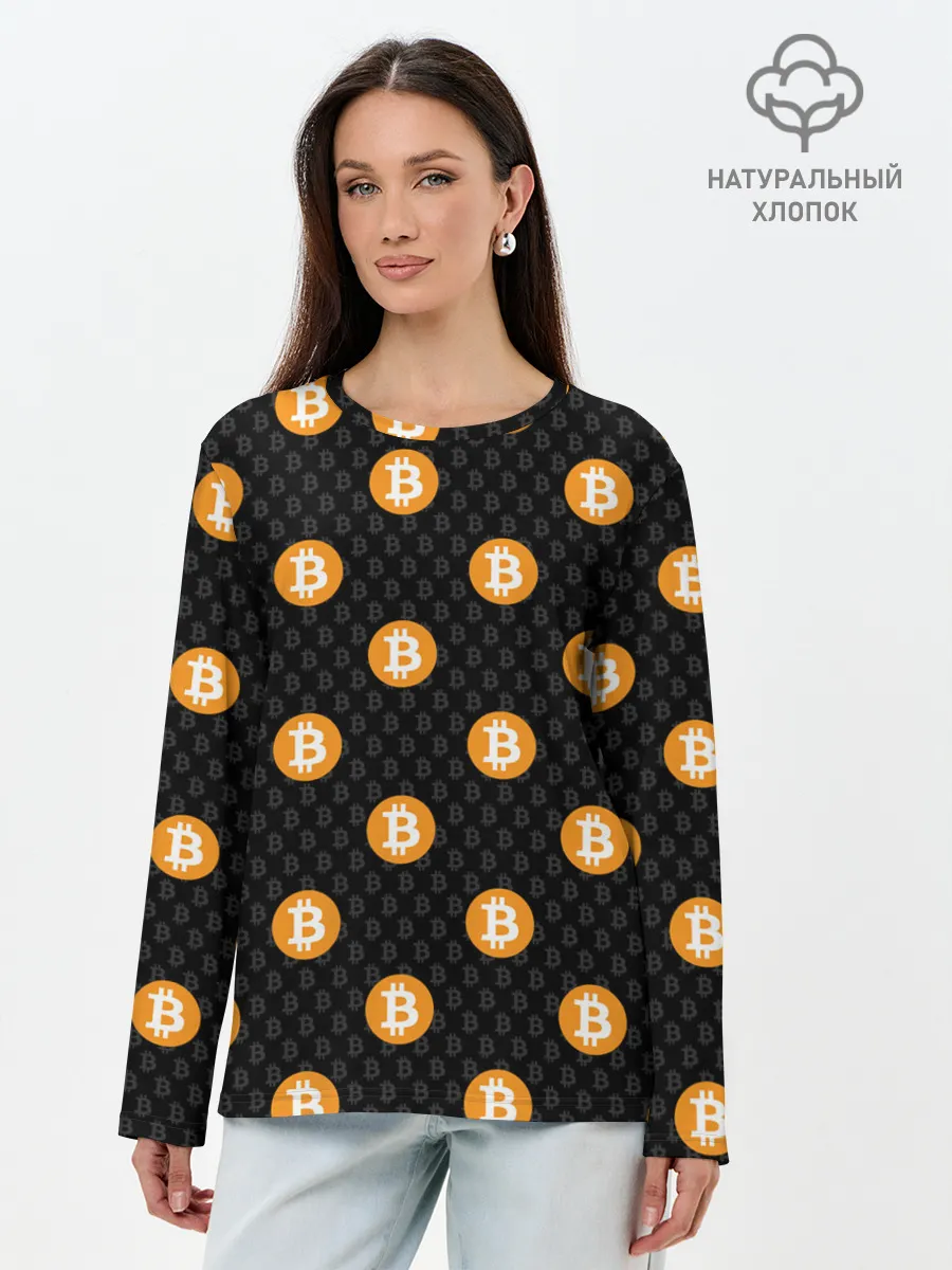 Лонгслив женский. Хлопок / БИТКОИН | BITCOIN