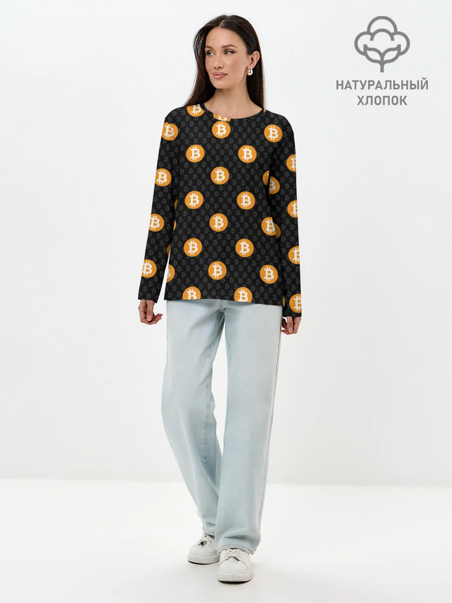 Лонгслив женский. Хлопок / БИТКОИН | BITCOIN