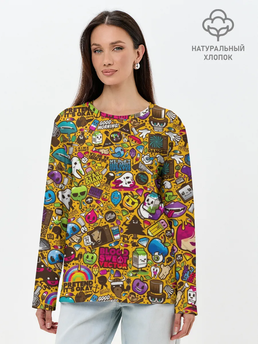 Лонгслив женский. Хлопок / RETRO MIX
