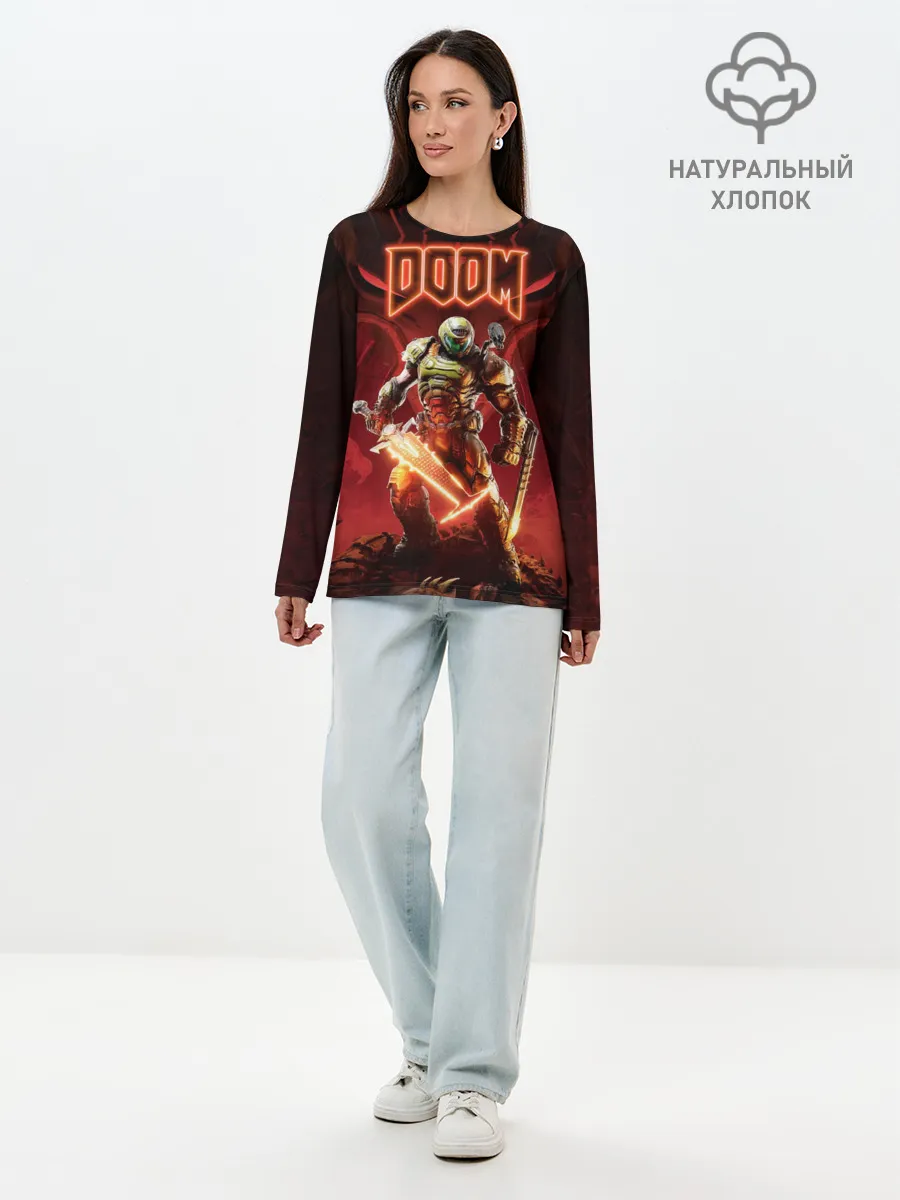 Лонгслив женский. Хлопок / Doom | Думгай