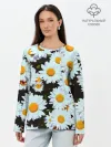 Лонгслив женский. Хлопок / Ромашки