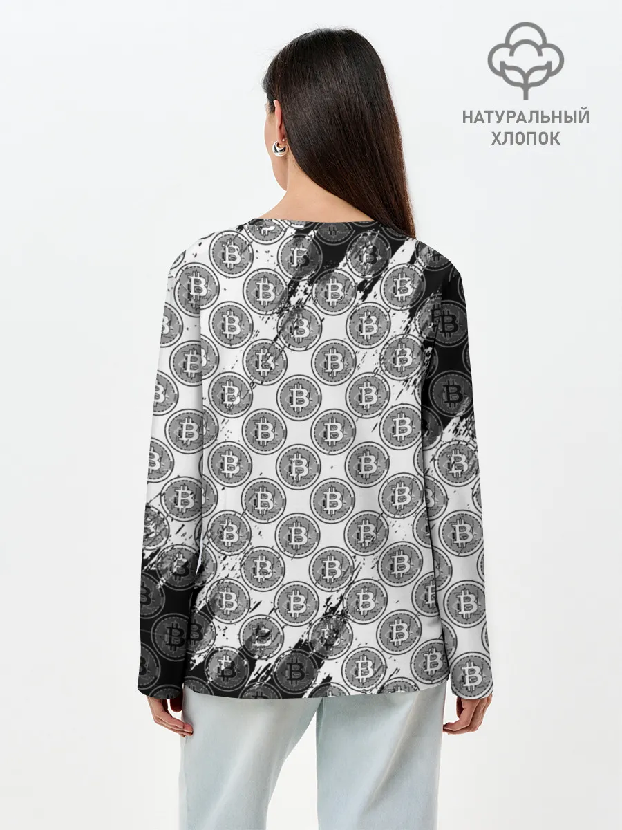 Лонгслив женский. Хлопок / Bitcoin