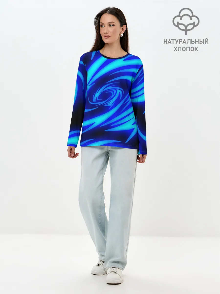 Лонгслив женский. Хлопок / ОГНЕННЫЕ ВОЛНЫ | FIRE STRIPES