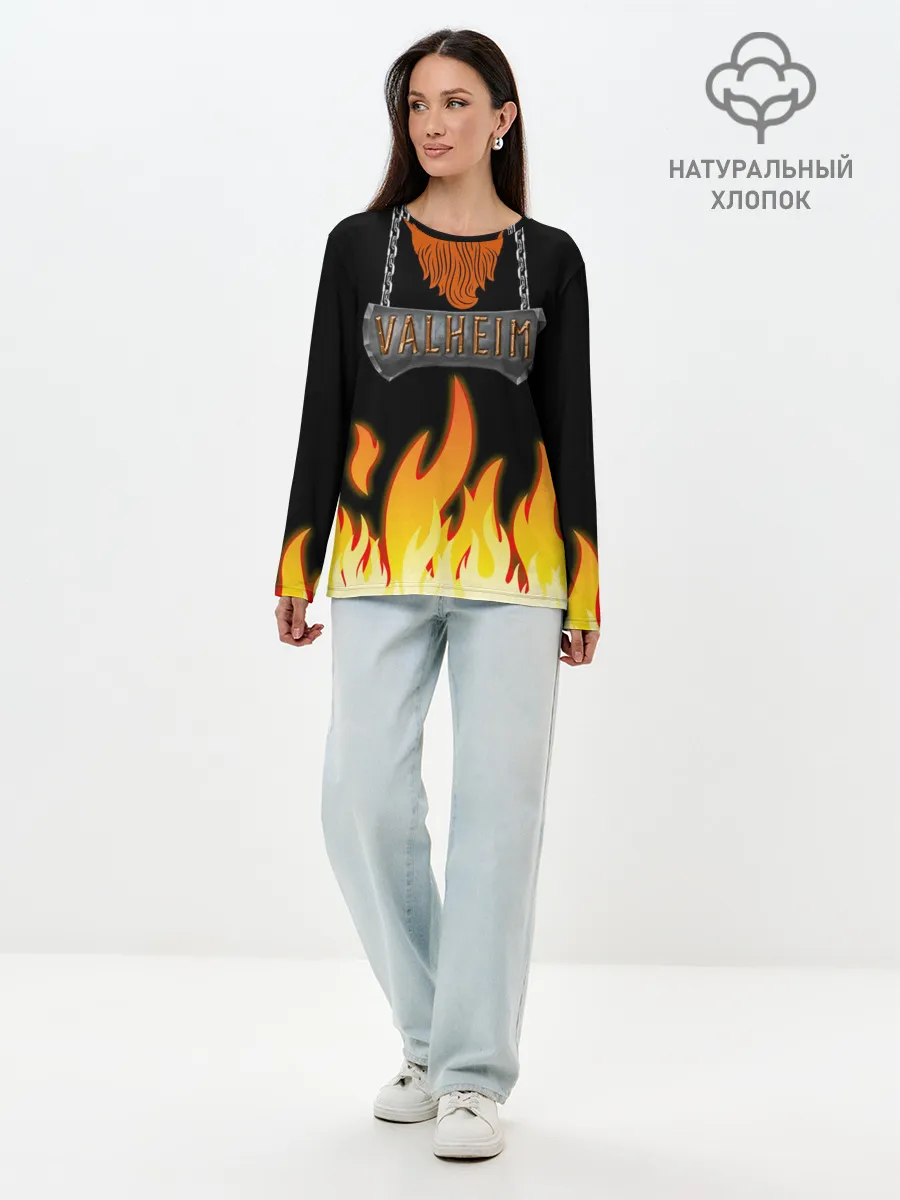 Лонгслив женский. Хлопок / VALHEIM косплей с бородой