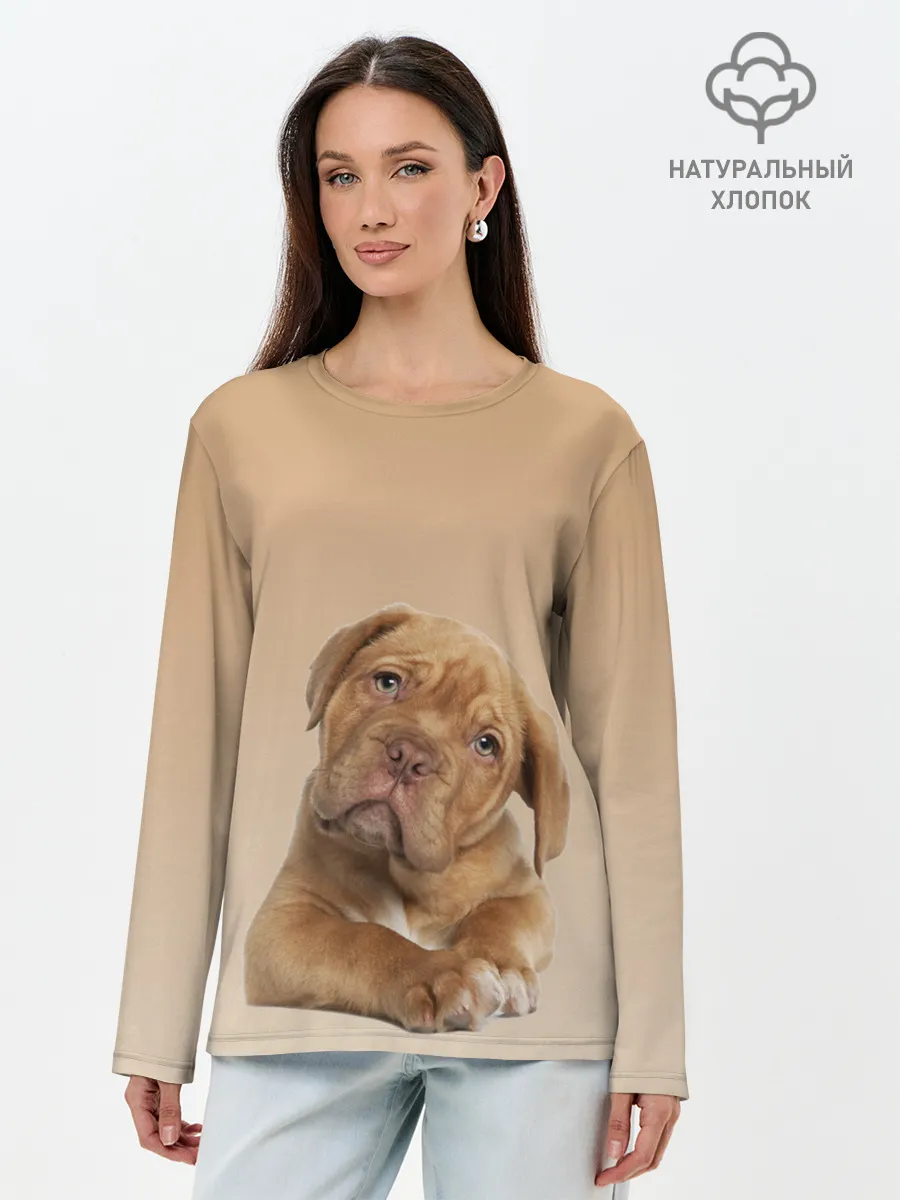 Лонгслив женский. Хлопок / питбуль
