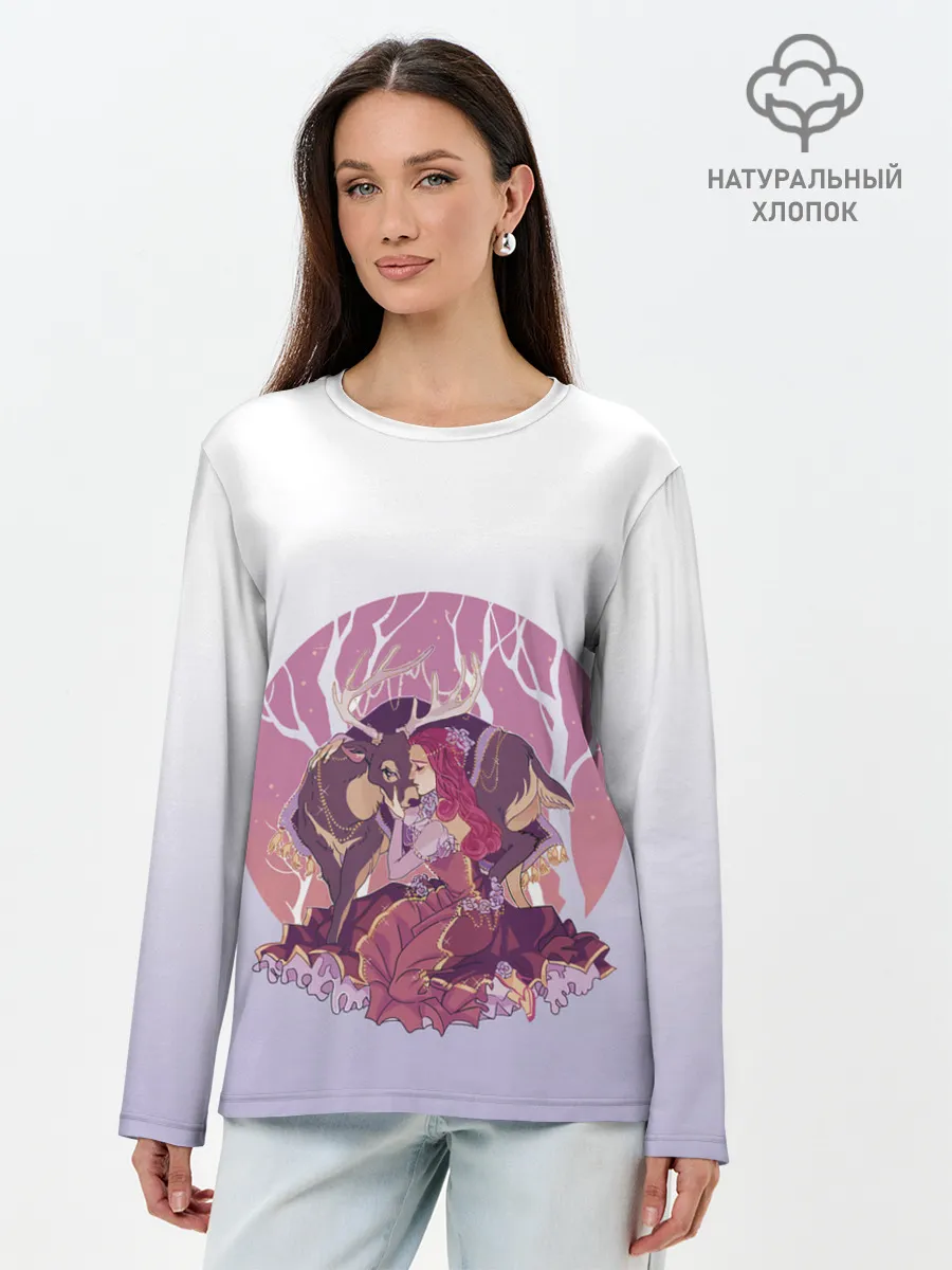 Лонгслив женский. Хлопок / Принцесса и олень