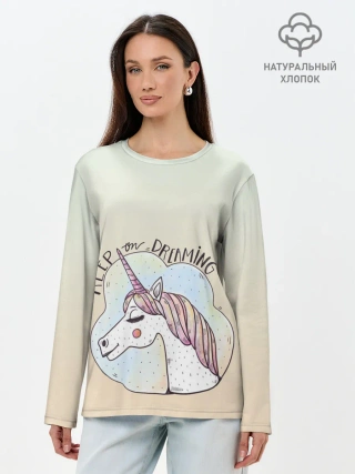 Лонгслив женский. Хлопок / мечтай единорог