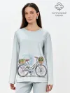 Лонгслив женский. Хлопок / акварельный велосипед