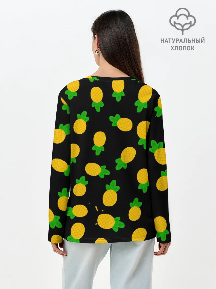 Лонгслив женский. Хлопок / Ананасы
