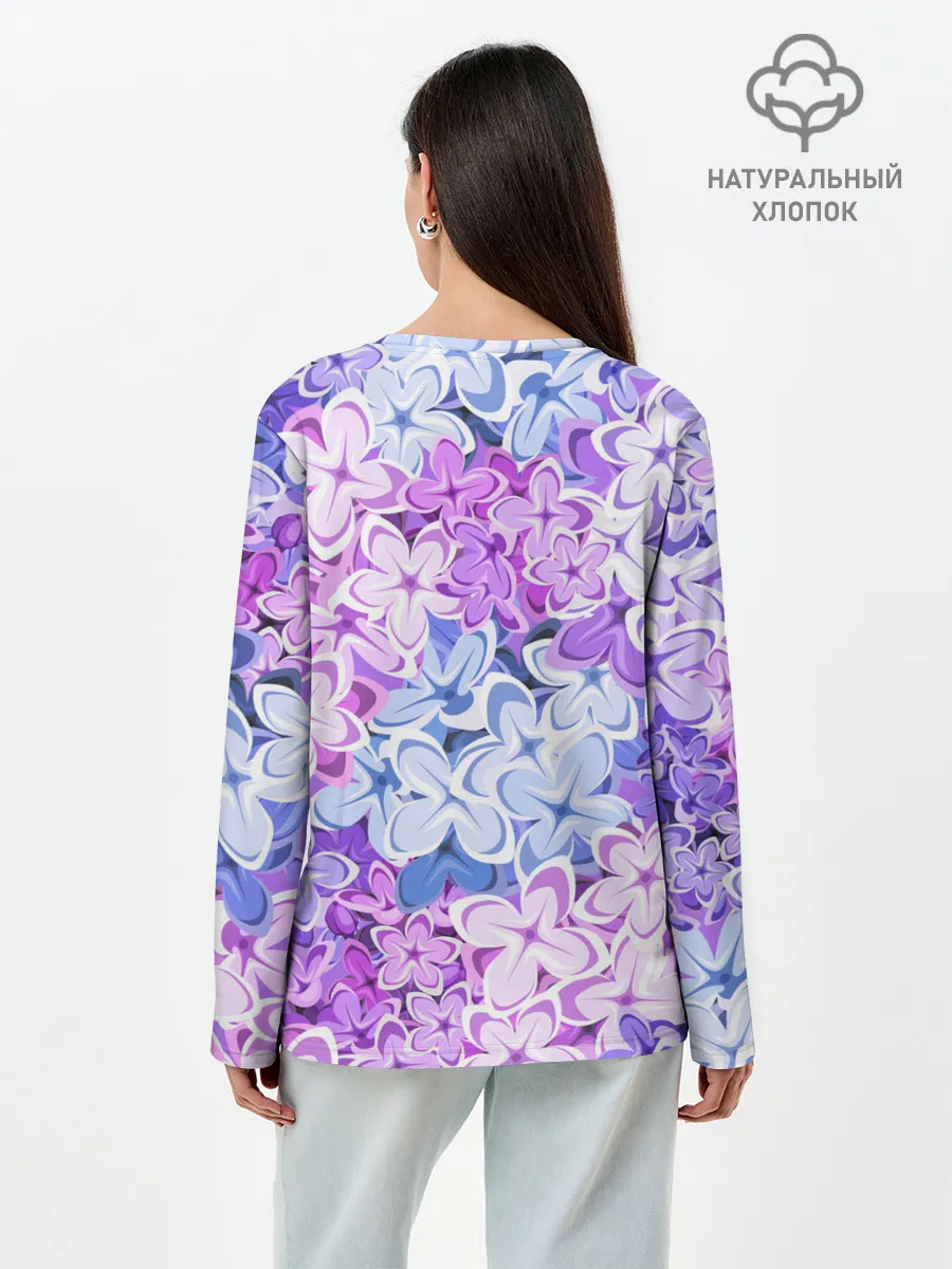 Лонгслив женский. Хлопок / СИРЕНЬ | ЦВЕТЫ | LILAC