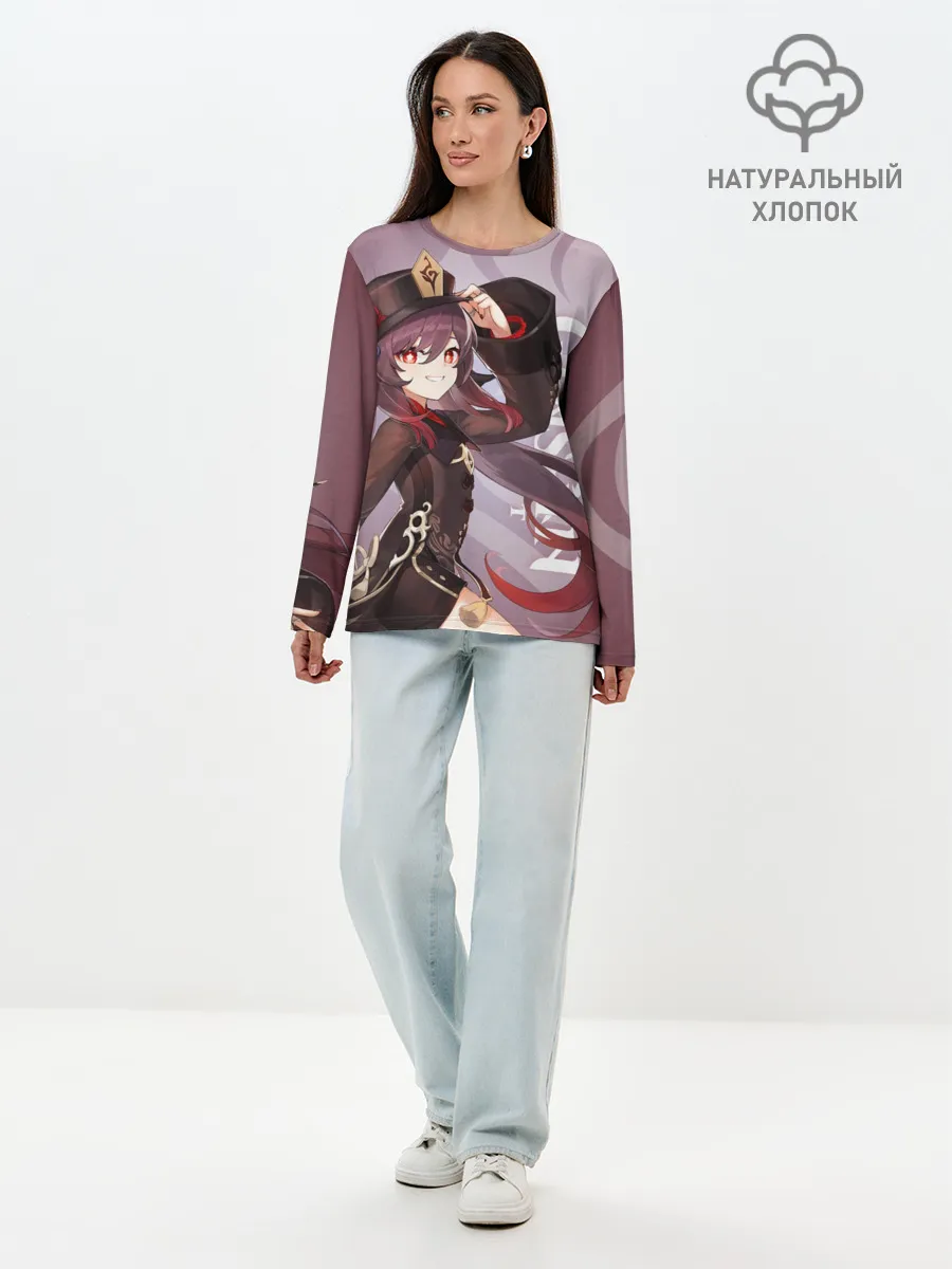 Лонгслив женский. Хлопок / GENSHIN IMPACT, ХУ ТАО