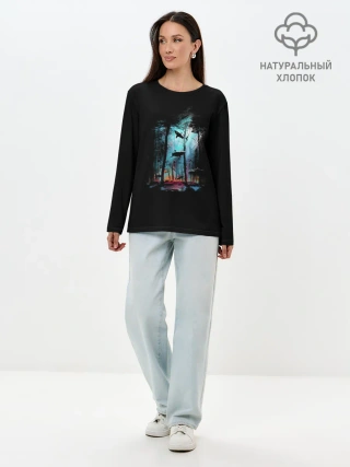 Лонгслив женский. Хлопок / Shark forest