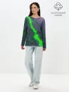 Лонгслив женский. Хлопок / ЗЕЛЕНЫЙ РАЗЛОМ | 3Д РАЗЛОМ