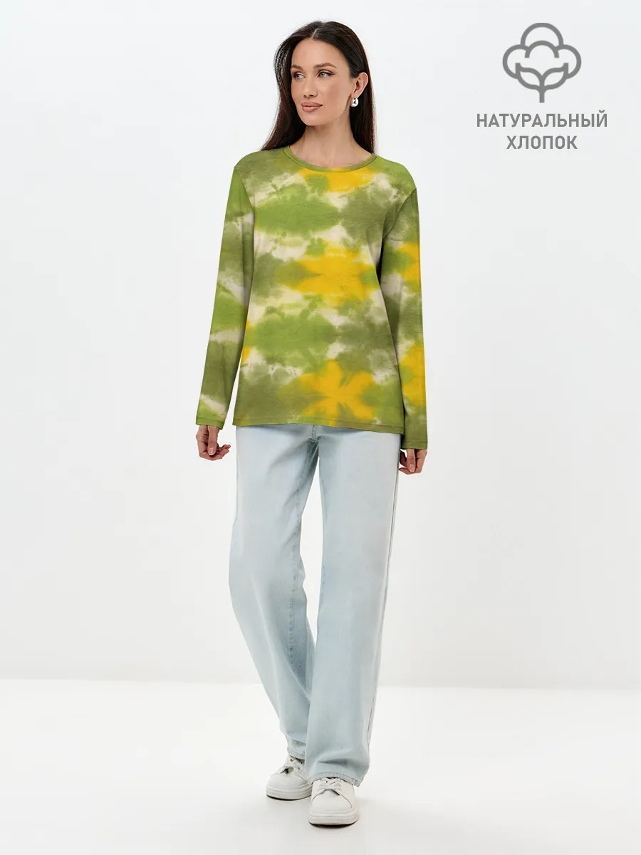 Лонгслив женский. Хлопок / разводы краски