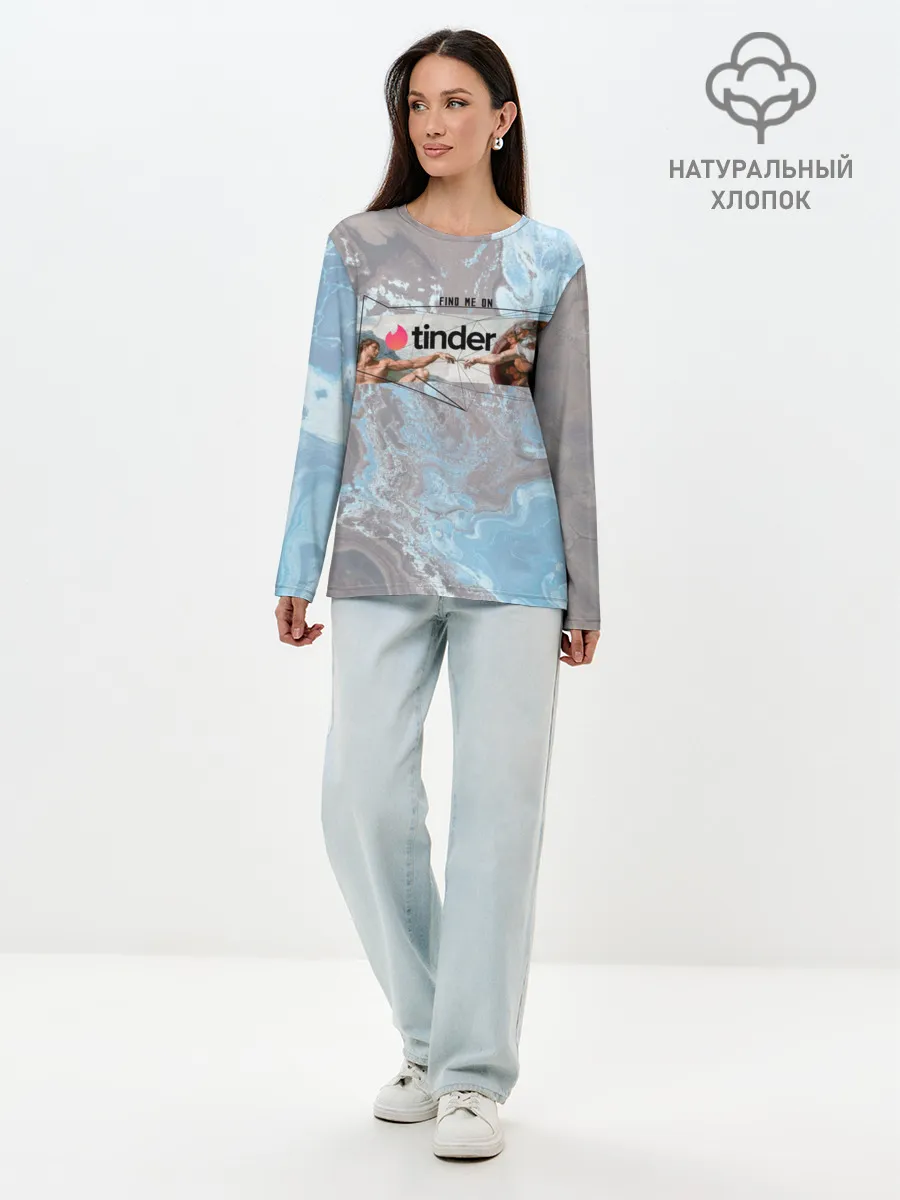 Лонгслив женский. Хлопок / Find me on Tinder | Тиндер