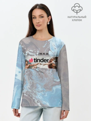 Лонгслив женский. Хлопок / Find me on Tinder | Тиндер