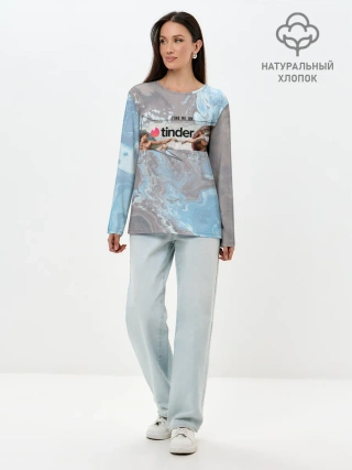Лонгслив женский. Хлопок / Find me on Tinder | Тиндер