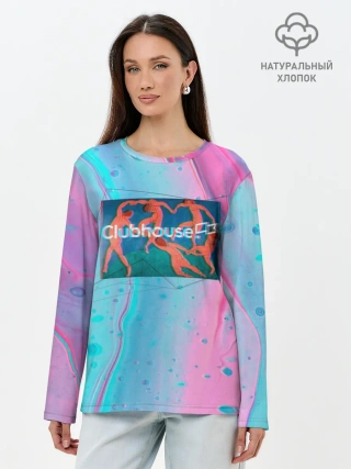 Лонгслив женский. Хлопок / Clubhouse геометрия | Клабхаус