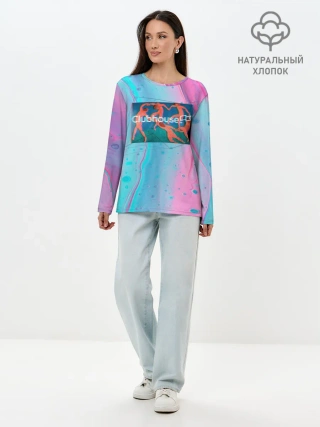 Лонгслив женский. Хлопок / Clubhouse геометрия | Клабхаус