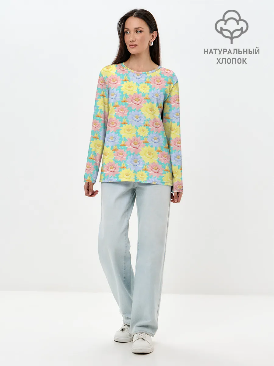 Лонгслив женский. Хлопок / Йога