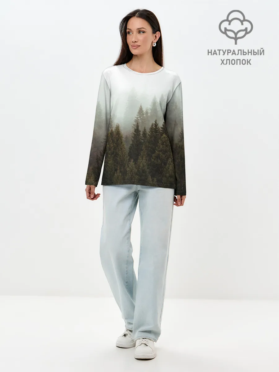Лонгслив женский. Хлопок / Деревья
