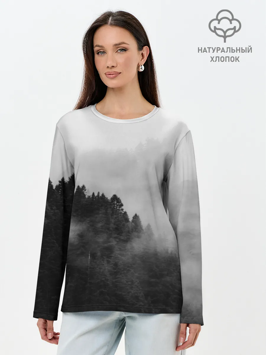 Лонгслив женский. Хлопок / Природа - Лес