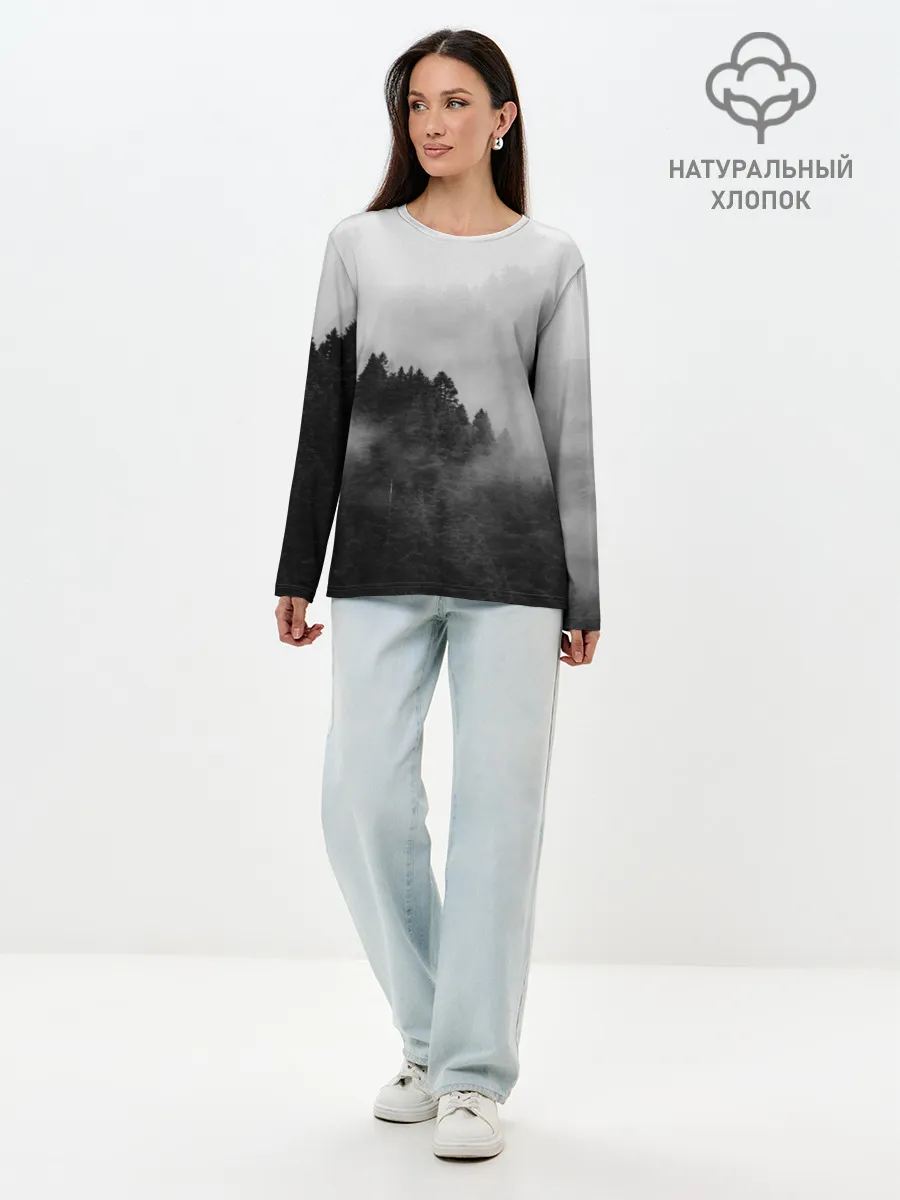Лонгслив женский. Хлопок / Природа - Лес