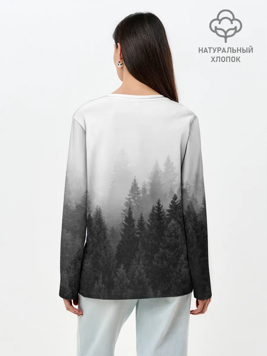 Лонгслив женский. Хлопок / Туманный лес
