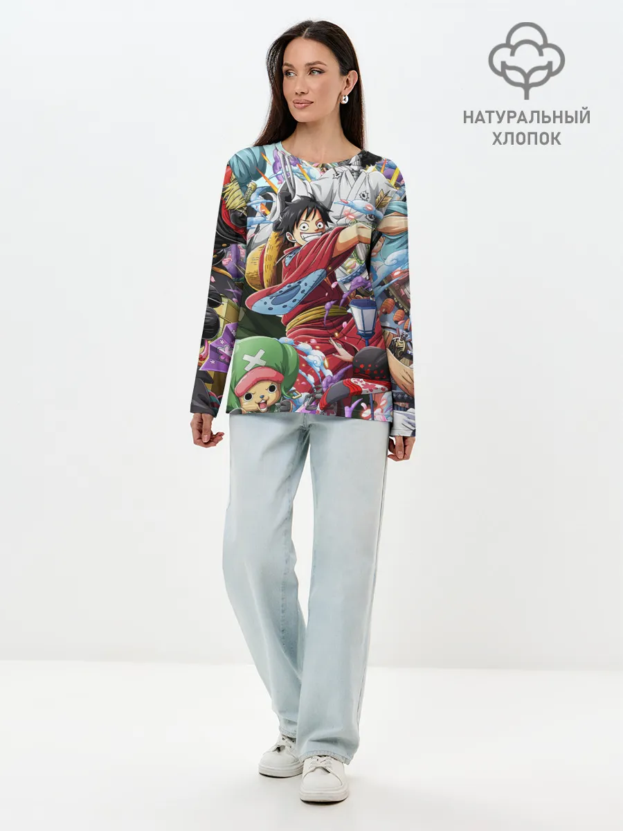 Лонгслив женский. Хлопок / One Piece стикербомбинг