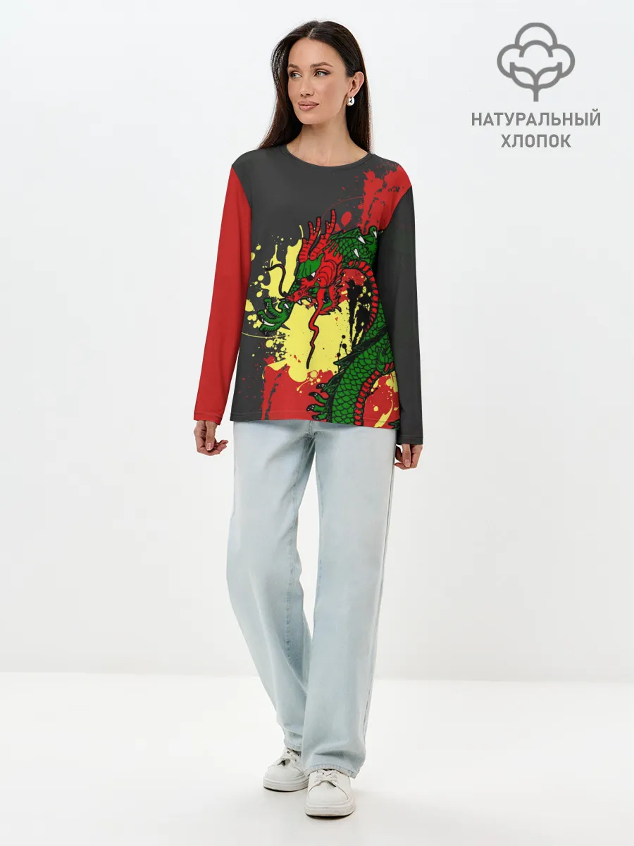 Лонгслив женский. Хлопок / Chinese dragon