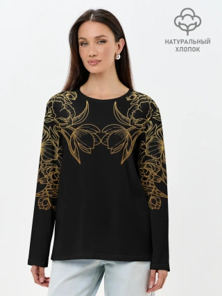 Лонгслив женский. Хлопок / Цветы