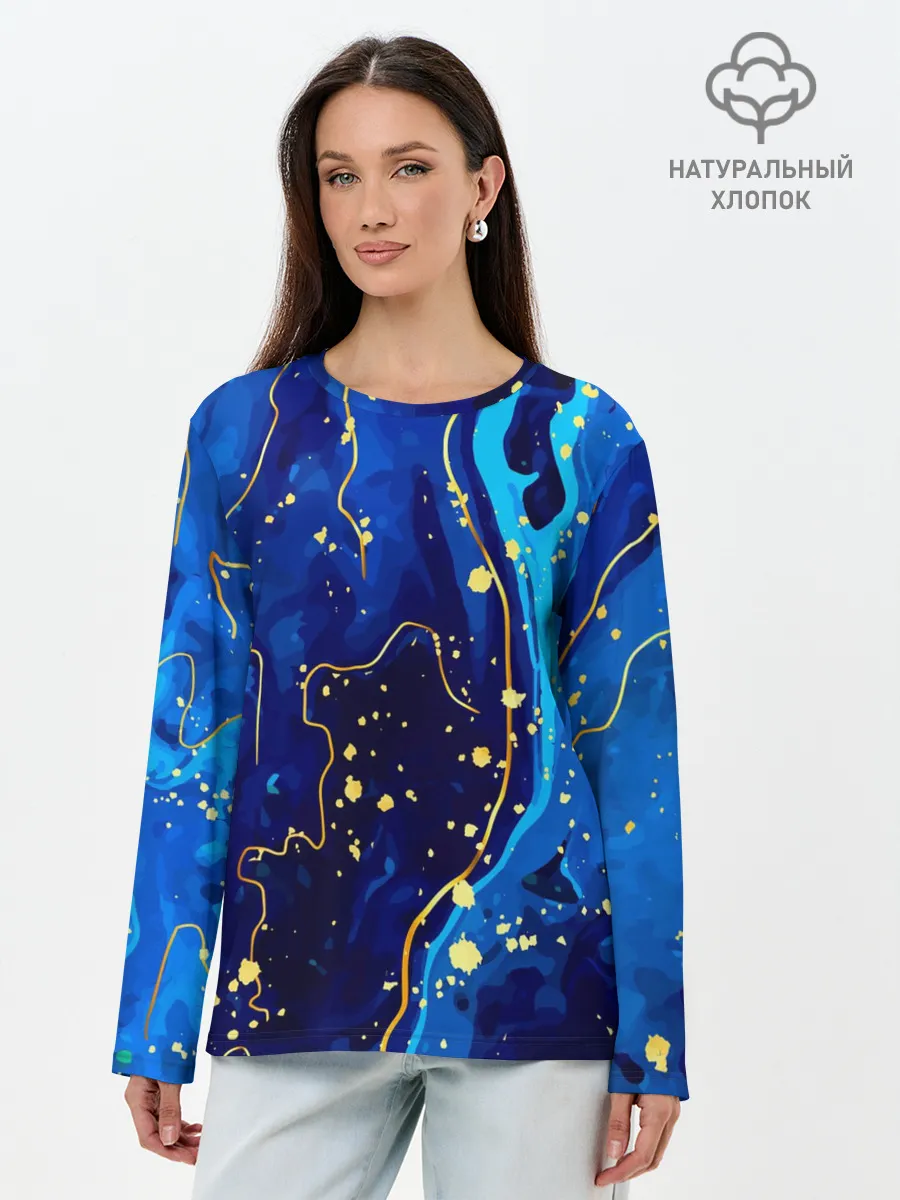 Лонгслив женский. Хлопок / СИНИЙ ГРАНИТ