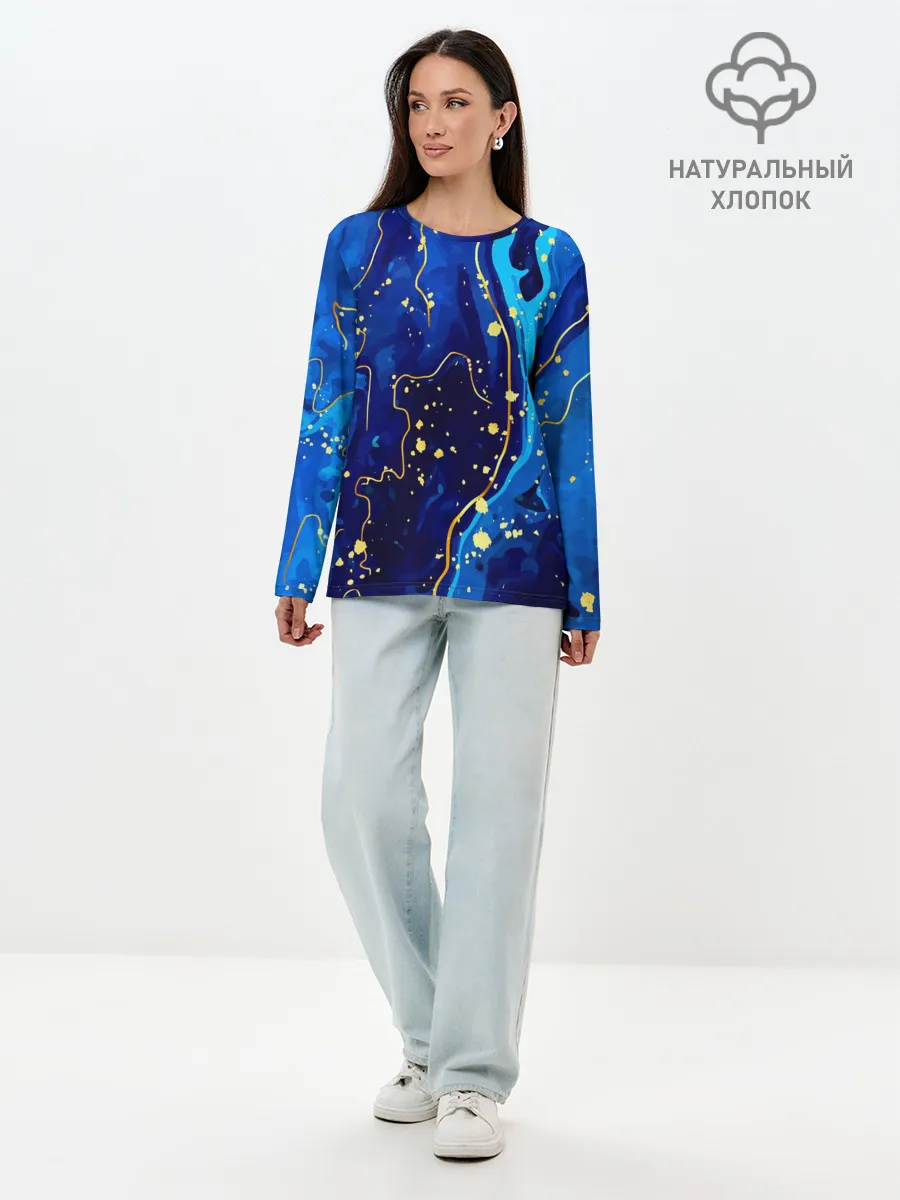 Лонгслив женский. Хлопок / СИНИЙ ГРАНИТ